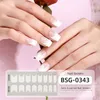 Semi Cured Gel Nail Strips Classic French (Crystal Frost) Sheer French Gel Nail Stickers with White Tips Glossy Nail Polish Wraps 16 Stickers
