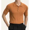 Polos męski Summer Slim-Fit American Retro Business swobodne odwrócenie kołnierza Lycra dzianina koszulka polo T-shirt modny elegancki elegancki