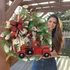 Fiori decorativi Ghirlanda natalizia Pianta artificiale Rattan Camion rosso Autunno rustico per la porta d'ingresso Ghirlanda Decorazione natalizia da appendere al Ringraziamento
