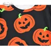 Robes d'Halloween pour filles de 2 à 7 ans, manches courtes, imprimé citrouille, ligne a, col rond, mignonne, automne, 2023