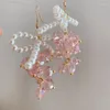 Dangle Earrings 2023 Fashion Bow Drop Transparent Beaded Crystal Pearl Ear Hook Girl Lady Pendant Summer Accessories