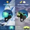 Skidhjälmar Enzodate Ski Snow Helmet med integrerade skyddsglasögon Shield 2 i 1 snowboardhjälm och löstagbar mask Extra-kostnadsnattsyn 231102