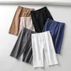 Damesshorts sexy dames katoenen hoge taille elastische pure kleur slanke knielengte fietsbroek dames 230403