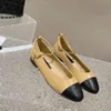 mode Klassieke Gekleurde Ronde neus parelketting enkelbandje ballet flats schoenen Mary Jane loafers dames Luxe designer Jurk schoenen Fabrieksschoeisel Met doos