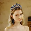 Hair Clips Luxury Elegant Red Blue Rhinestone Tiara Crown Wedding Party Jewelry Bridal Bride Green Crystal Accessories