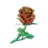 Jewelry Stand Creative Alloy Rose Flower Storage Box Faux Diamond Rings Earrings Case B36D Drop Delivery Packaging Display Dhgarden Dh3Kh