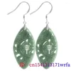 Brincos pendurados jade birmanês feminino jadeite vintage amuleto 925 prata joias naturais verde acessórios reais amuletos de presente talismãs