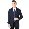 Men's Trench Coats Spring And Autumn Windbreaker Mid-length Green Middle-aged Business Casual Coat Men