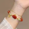 Pulseras con dijes Año Lucky Beaded para mujer Vintage Elegant Red Beads Zodiac Pulsera Joyería de lujo Regalo de cumpleaños