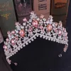 KMVEXO Barok Rose Goud Roze Kristal Bruids Tiara's Kronen Strass Diadeem voor Koninklijke Bruid Hoofdbanden Bruiloft Haaraccessoires Y21676