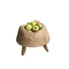 Plates Paulownia Wood Circular High Leg Fruit Plate Living Room Tea Table Dry Snack Candy Green Plant Small Flower Pot