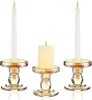 Candle Holders 3pcs Gold Glass Holder For Pillar Candlestick Set Formal Events Wedding Church Holiday