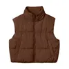 Trenchcoats voor dames Donspuffervesten met rits Mouwloos gewatteerd cropped vest Warme lichtgewicht jassen Winter dikke parka's