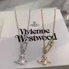 Desginer Viviene Westwoods Western Empress Dowager Vivian Saturn Pin Necklace Diamond Plated Ins Creative Paper Clip Temperament Collarチェーン