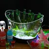 Balde de gelo luminoso com led acrílico transparente, banheira de plástico de 8 litros para bebidas, champanhe, cerveja, garrafas de vinho, refrigerador