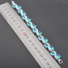 Necklace Earrings Set Hight Quality Silver Color Sky Blue Zirconia For Women Wedding Crystal Bracelet Pendant Ring QS0288