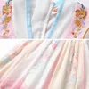 Robes de fille Vintage Kid bébé fille été robe ancienne 2023 Chinoiserie col en v imprimé mince robes tendance délicate vêtements pour enfants