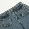 Jeans maschile retrò a colore solido multito tasca casual marchio alla moda di tendenza y2k pantaloni in denim larghi sciolti