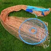 Fishing Accessories Lawaia Cast Network With Steel Pendant Braided line Hand Throw Fishing Net with Big Plastic Blue Ring Network Tackle for Fishing 230403