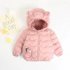 Down Coat 2023 Winter Baby Girl Boy Parkas Ytterkläder Kids Söt tecknad björntjockare jacka Spädbarn Varma rockar barn solida kläder