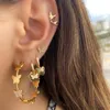 Hoop oorbellen boho esthetiek 3 kleuren beschikbaar vlinder groot voor vrouwen witte cz stenen micro verhard mode sieraden feest cadeau