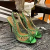 AQUAZZURA crystal Chandelier pumps Dress shoes PVC crystal-embellished stiletto Heels Evening shoes105mm women heeled Luxury Designers sandals Factory Footwear