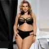 Bh Sets Mode Sexy Halter Kanten Beha Slipje Plus Size Erotisch Damesondergoed Set Holle Patchwork 5XL Lingerie