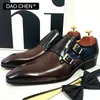 Zapatos mocasines Vestido Doble Doochen Daochen Monk Strap Genuine Leather Man Mez Mezclas Colores Oficina de bodas Zapatos casuales 23040 70