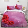 Set di biancheria da letto Tema di nozze Rosa Cinese all'ingrosso Tessili per la casa Trapunta Set di cattiva copertura Sposare Decorazione Biancheria da letto Hd 5D Fiore rosso