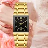 Relojes de pulsera WWOOR para mujer, reloj de pulsera cuadrado dorado para mujer, movimiento de cuarzo analógico minimalista, reloj femenino informal