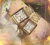High-end liefhebbers Romeinse tank wijzerplaat horloge dames roestvrijstalen band klok vierkant gezicht kettingarmband dames lederen band quartz uurwerk horloge montre de luxe geschenken