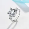 Cluster Ringen Radiant Cut 3ct Volledige Moissante Bruiloft Voor Vrouwen Lab Grown Diamond Promise Band Plated Platina Huwelijk