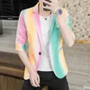 Garnitury męskie Summer Mid-Sleeve Suit Gradient Dye Dye Slim Handsome Personality Dopasowanie kolorów