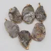 Pendentif Colliers 4pcs Drusy Druzy Pierre Naturelle Aléatoire Nébuleuse Agate Pendentifs Femme Irrégulière Carré Quartz GeodeCollier Cristal Piont