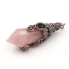 Pendentif Colliers Antique Fil De Cuivre Wrap Hexagone Prisme Beaucoup De Couleurs Quartz Pierre Vintage Style Bijoux