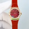 TWF Factory Orologi 131.58.29.20.53.001 Constellation 29mm Cal.8701 Orologio da donna automatico con lunetta in diamanti quadrante rosso cinturino in pelle orologi da polso da donna