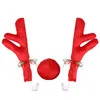 Yenilik Ürünleri 2 Boynuzlar 1 Burun Sevimli Araç Boynuz Kostüm Seti ve Kırmızı Noel Malzemeleri Rudolf Ren Geyiği Noel Araba Dekorasyonu