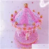 Decorative Objects Figurines Sparkling Carousel Music Box Merrygoround All Rhinestone Figurine Home Dec Dhus8