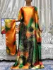 Ethnische Kleidung Muslim Abayas für Frauen 2023 Farbe Seide Flecken Sets Lose Femme Robe Türkei Islam Afrikanische Party Kleider mit Hijabs Turban