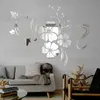 Wall Stickers Mirror Sticker Decorative Room Decoration 3D Long Full Body Wall Adhesive Paper Mural Painting Hibiscus Leaf Flower Petals R076 230403