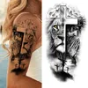 Tillfälliga tatueringar Black Forest Tattoo Sticker för män Kvinnor Tiger Wolf Death Skull Temporär tatuering Fake Henna Skeleton King Animal Tatoo Z0403