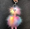 Kleurrijke haarbal sleutelhanger partij gunst schattige pluche Struisvogel ornamenten dierlijke vorm rugzak auto acces