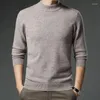 Camisolas masculinas de lã de ovelha clássico sólido camisola 2023 outono inverno mock neck malha roupas puro masculino jumper manga longa