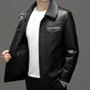 Men's Leather Faux Winter Coat Lapel Detachable Lamb Fur Collar Jacket Leisure Warm down 231102