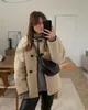 Manteau en fausse fourrure pour femmes, col rond, Chic, simple boutonnage, veste chaude, décontracté, ample, vêtements d'extérieur, nouvelle collection hiver 2023