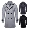 Men's Trench Coats 2023 Autumn And Winter Medium-length Tweed Coat Long Jackets Casual Fashion Windproof Clothing Double Breasted XXL