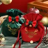 Christmas Decorations Reindeer Candy Gift Bag Velvet Santa Sacks Drawstring Decoration Kids Party Favor Year 2024