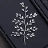 Hair Clips Silver Color Leaf Crystal Bridesmaid Headpiece Rhinestone Wedding Piece Prom Bridal Vine Headband For Women Jewelry