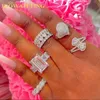 Bandringe Iced Out Bling 5A CZ Gepflastert Frauen Valentinstag Geschenk Doppelherz Schöne Braut Hochzeit Verlobungsfeier Fingerschmuck 231102