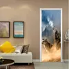 Andra dekorativa klistermärken Creative Jungle Animal Door Self Lime 3D avtagbara tapeter väggmålningar para renovering Deur Decoratie 230403